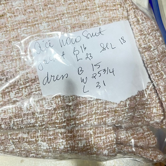 TWEED TAN WHITE HOMECOMING SUIT HAT DRESS GUC ALTERED PEARL BUTTONS WOOL HAT SM - Picture 10 of 12